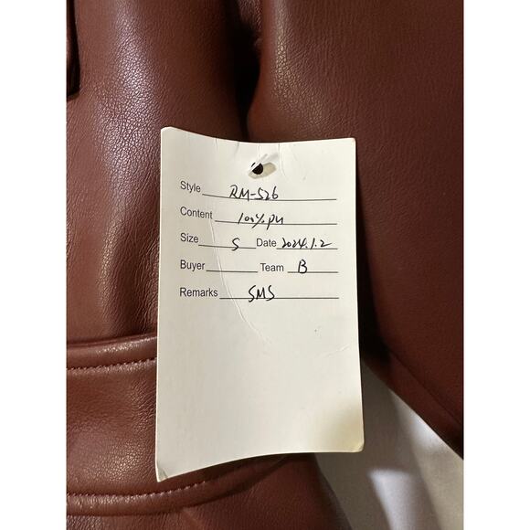 Rebecca Minkoff Faux Leather Jacket Chestnut Size Small NWT Shearling Collar - Picture 14 of 14